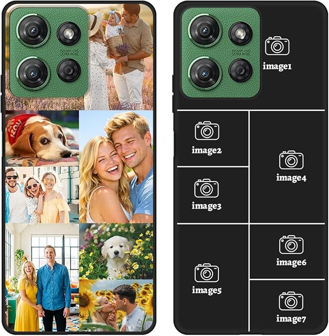 Custom Personalized Case for Motorola Moto G 5G 2026 6.7 inch, Customized Multiple Photos Collage Text Phone Cover, Full Body Shockproof Soft Silicone Case, Anti-Scratch, Wireless Charging, Black