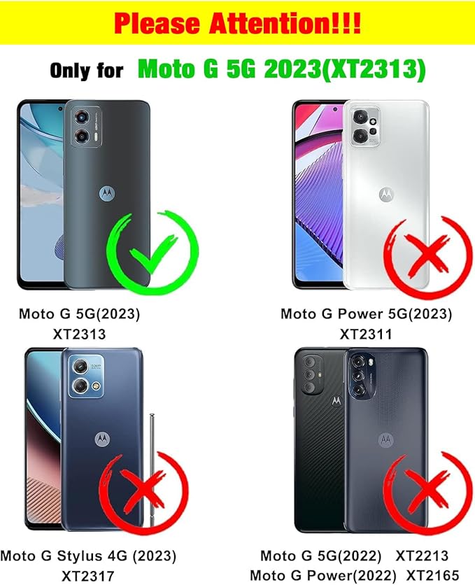 for Moto G 5G 2023 Case (XT 2313) [Not Fit Power/Stylus] [15 FT Military-Grade Drop Protection], Motorola G 5G 2023 Case with 2X Tempered Glass Screen Protector, Case for Moto G 5G 2023 (White)