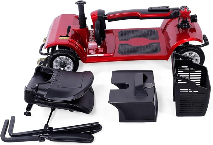 Movcan S-02 4 Wheel Electric Mobility Scooter, UL & TSA Certified, 419 LBS Heavy Duty,Foldable Mobility Scooter, Removable Battery, All-Terrain Portable Travel Scooter with Basket for Seniors & Adults