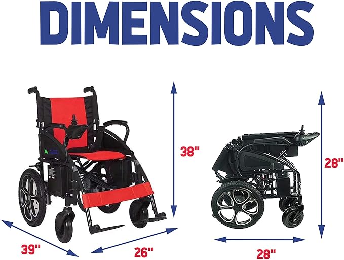 Artemis All Terrain Electric Wheelchair Heavy Duty, Foldable Electric Wheelchairs for Adults, Power Wheelchairs for Seniors (Red)