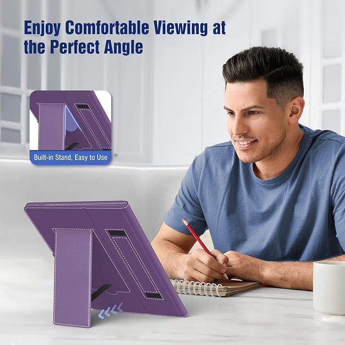 TiMOVO Universal Case for 10.1 Inch Android Tablet with Pen Loop, Lightweight Folding Stand Cover with Hand Strap for All 9.6"-11" Touchscreen Tablet, Orchid Purple