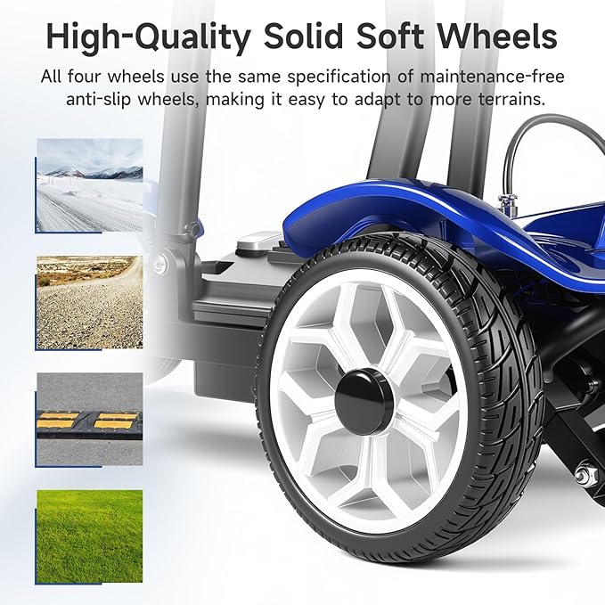 Mobility Scooter – Lightweight, Foldable, Intelligent Electric Control Motor 270W for Seniors & Adults | Powered Mobility Scooters - Blue