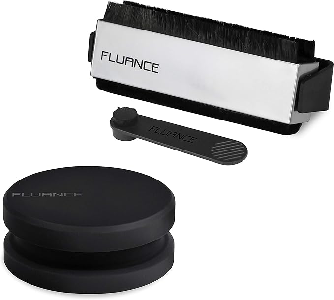 Fluance Vinyl Record Accessory Kit Anti-Static Carbon Fiber Brush and Record Weight VB52RW03