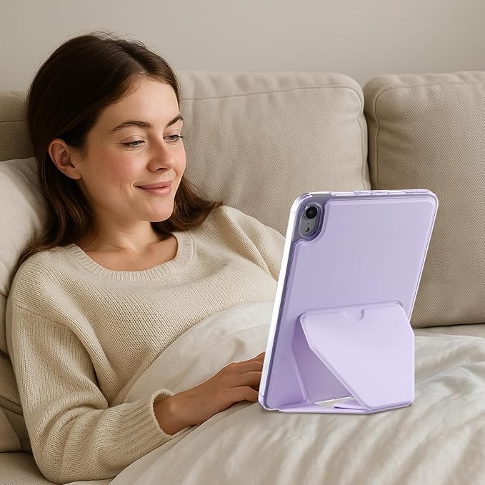 Dteck for iPad mini (A17 Pro), Mini 6 (6th Generation) 8.3" Slim Case with Kickstand/2 Screen Protector Films/Stylus, Ultra Thin Lightweight Solid Color PU Leather Protective Back Cover Shell, Purple