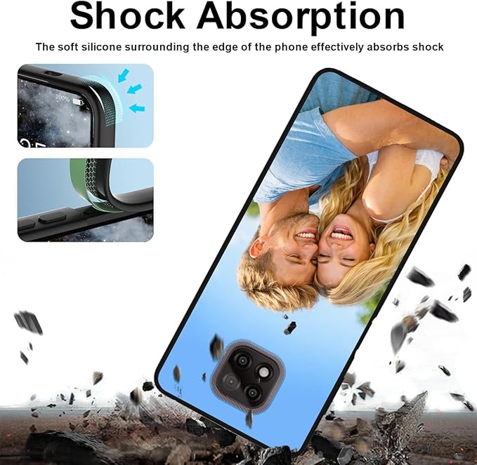 Custom Phone Case for Motorola Moto G Power 2021, Design Your Personalized Photo Logo Name Phone Cover, Slim Soft TPU Lightweight Silicone Black Case, Customized Gift for Birthday Christmas