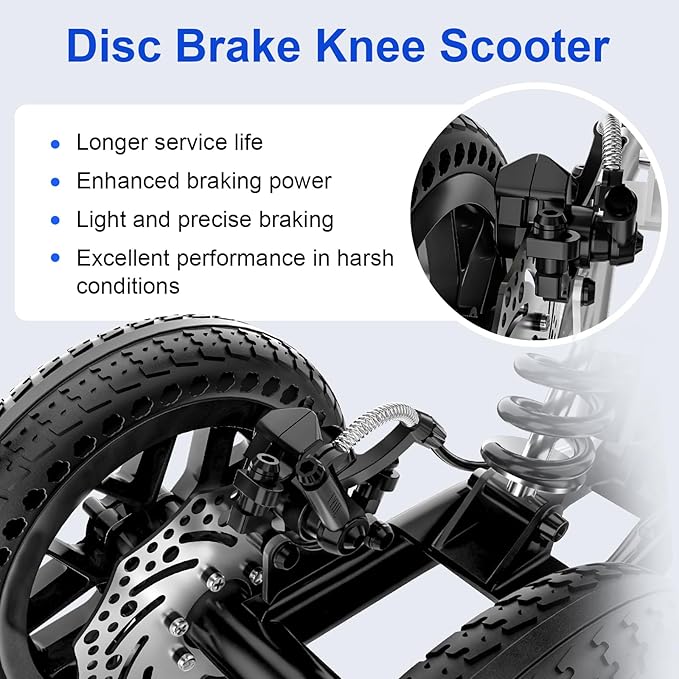 BlessReach All Terrain Foldable Knee Scooter Walker - Economical Knee Walker for Foot Injuries, Compact Crutches Alternative - Black