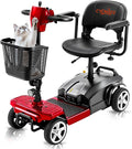 4 Wheel Mobility Scooter for Seniors & Adults 15 Mile Range, 6 MPH Powered Mobility Scooter with 300 lbs Capacity, Foldable Compact Mobility Scooter for Travel, Electric Wheelchair Red