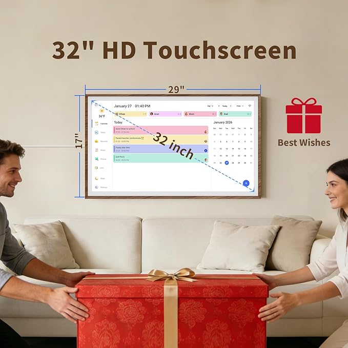 32-Inch Digital Calendar Chore Chart Touchscreen Full HD Wall Desk Mountable Family Planner