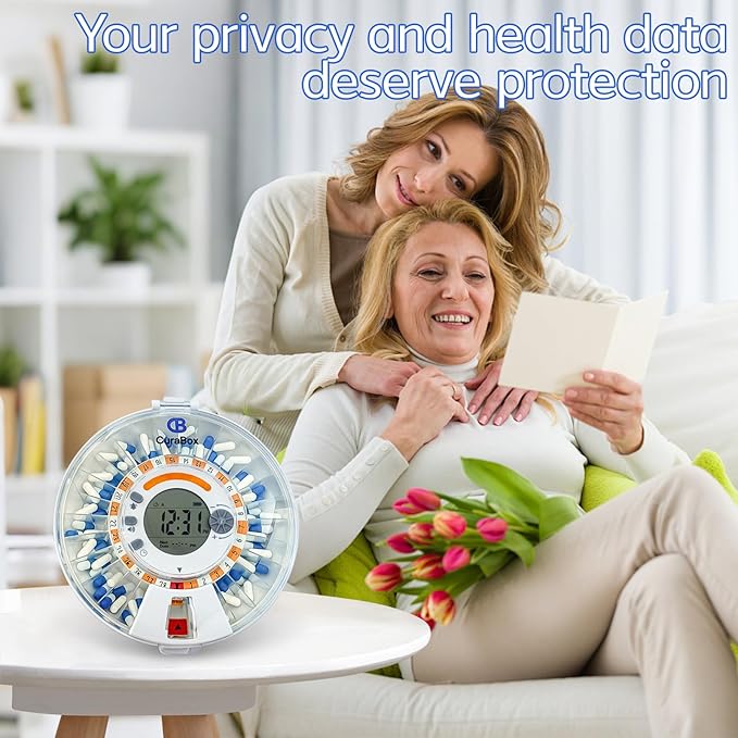 Wi-Fi Automatic Pill Dispenser 28-Day Medication Assistant for Seniors & Caregivers with Remote App Monitoring, Alarms, Sound Light Reminders, Tracks Adherence History, Clear LCD Display, Key Lock