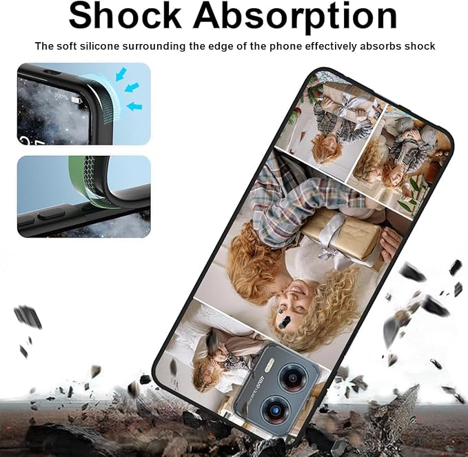 Custom Photo Case for Motorola Moto G 5G 2023, Create Your Own Picture Collage Phone Case, Soft Drop Protection, Personalized Anti-Scratch TPU Soft Cover, Gifts for Family Friends, Black
