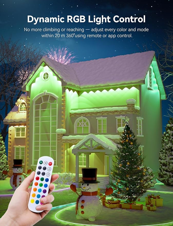 150FT Permanent Outdoor Lights for House, Smart RGB LED Eaves Lighting with APP & Remote Control, IP67 Waterproof Christmas Lights for Holidays, Parties & Year-Round Décor