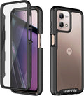 wahhle Compatible with Moto G Stylus 5G 2023 Case, Built in Screen Protector Full Body Shockproof Slim Fit Bumper Protective Phone Cover Men Women-Black/Clear