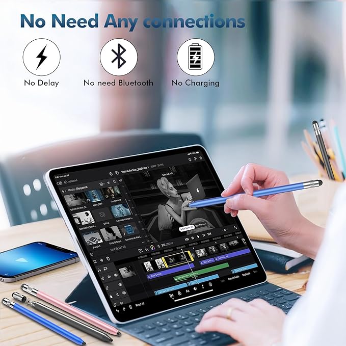 Stylus Pen for Touchscreen, 3-in-1 Rubber Disc Stylus, High Sensitivity and Precision, Universal Stylus Pen Compatible for Ipad,iPhone Android Kindle All Capacitive Tablets