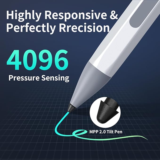 ASUS Stylus Pen for Transformer/Mini/Zenbook Flip/Pro/Vivobook Flip/Pro/Duo/Notebook, Rechargeable MPP 2.0 Tilt Pen, 4096 Pressure Sensitivity, Hexagonal Body Design, Silver