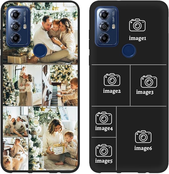 Design Your Own Case for Motorola Moto G Play 2023, Custom Personalized Photo Collage Text Cover, Customized Picture Shockproof Protective Soft Slim Silicone Case, Gift for Birthday, Black