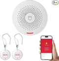 XUK WiFi SOS Caregiver Pager Call Button for Elderly, No Monthly Fee 2.4GHz Wi-Fi APP Control Wireless Nursing Call System with 2 SOS Call Panic Button & 1 Receiver Life Alert Systems for Seniors