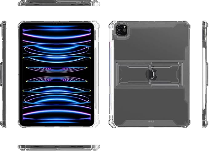 Dteck for iPad Pro 11-inch (M4/M5) Case 2024/2025 Release with Kickstand/Stylus Pencil Holder Slot - Soft Silicone TPU Clear Back Cover Protective Durable Simple Tablet Basic Case Shell (Transparent)