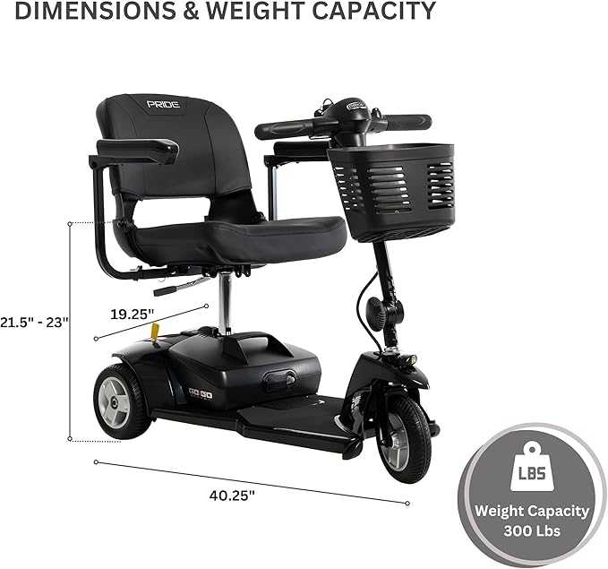 Pride Mobility Go Go Ultra X 3-wheel Scooter - Travel Mobility for Adults, 12 Ah Battery, 300 Lbs Weight Capacity, Seat Dimensions - 17"" W x 17"" D - S39, Black