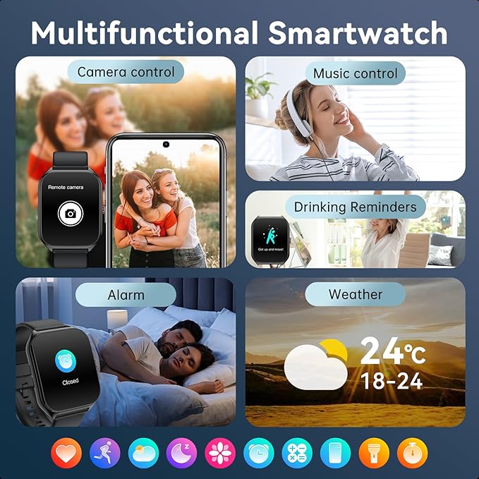 2026 AI Smart Watch for Men Women with ChatGPT, 1000mAh Fitness Tracker 60-Day Standby Time, 1.96" HD SmartWatch with 200+ Sport Modes/Heart Rate/Sleep Monitor, IP68 Waterproof Pedometer for Android