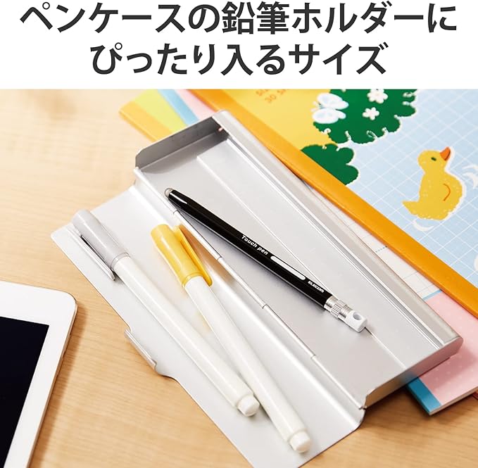 Elecom P-TPENSEBK Hexagonal Pencil Type for Kids, With Strap Hole, Conductive Fiber Type, Compatible with Smartphones and Tablets, Replaceable Nibs, Black