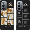 Personalized Picture Case for Motorola Moto Edge Plus 2022 Customized Name Initials Phone Cover, Custom Multi-Picture Collage Shock-Resistant Soft Protective TPU Case, Gifts for Mother's Day, Black