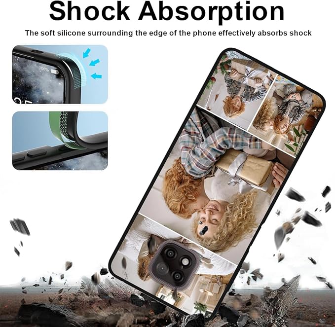 Custom Photo Case for Motorola Moto G Power 2021, Create Your Own Picture Collage Phone Case, Soft Drop Protection, Personalized Anti-Scratch TPU Soft Cover, Gifts for Family Friends, Black