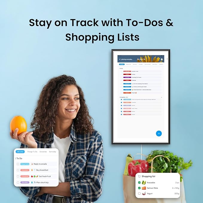 Apolosign 21.5-inch Digital Calendar : Dual Mode Smart Wall Planner, No Subscription, Install Apps, Sync Calendars, Electronic Touchscreen Interactive Display for Family Schedules, Chore Chart (Black)