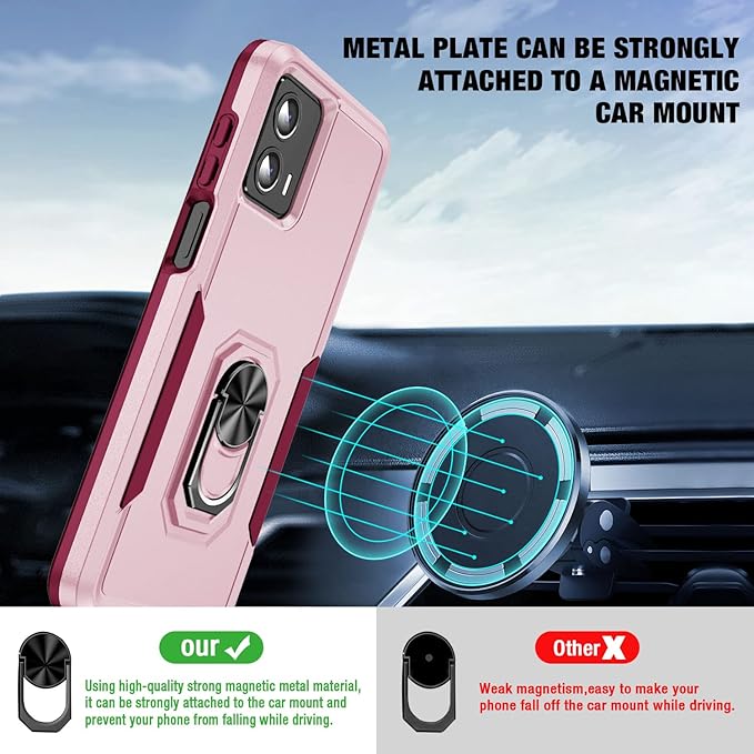 for Moto 5G 2023 Case (XT 2313) [Not Fit Power/Stylus] [15 FT Military-Grade Drop Protection], Motorola G 5G 2023 Case with 2X Tempered Glass Screen Protector, Case for Moto G 5G 2023 (Pink)