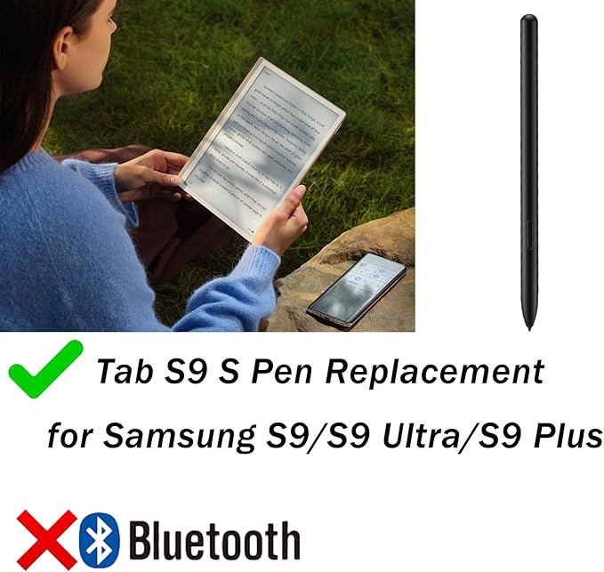 2 Pcs Tab S9 S Pen Replacement for Samsung Galaxy Tab S9 Pen, Tablet S9 Plus Stylus Pen for Samsung Galaxy Tab S9 Ultra S Pen, Tab S9/S9 Ultra/S9 Plus Stylus Pen withoutBluetooth (Black)
