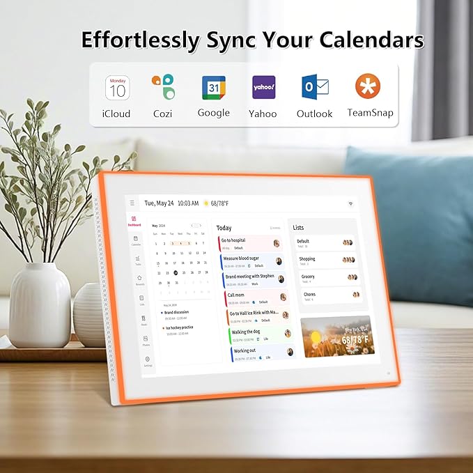 Moonka 10.1" Wall Planner Digital Calendar & Chore Chart with LED Reminder Light, Smart Full HD Touchscreen Interactive Display for Family Schedules, Meal Planner, To Do List, Great for Organizing Your 2026 Calendar