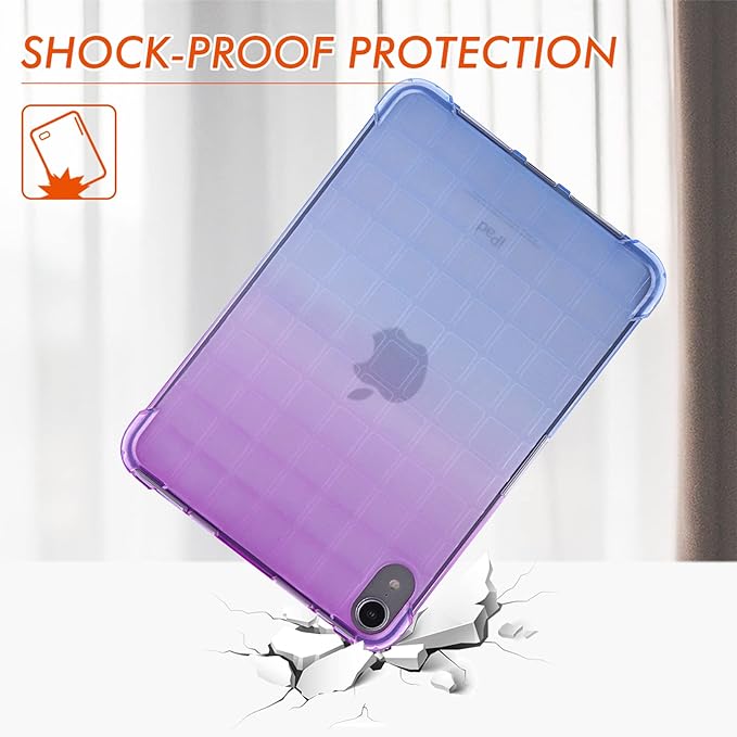 Dteck for iPad Mini 8.3 Inch (A17 Pro/6th Generation) 2024/2021 Cute Translucent Back Cover, Ultra Thin Lightweight Slim TPU Case with Reinforced Corners, Protection Shock-absorbing Shell, Purple Blue