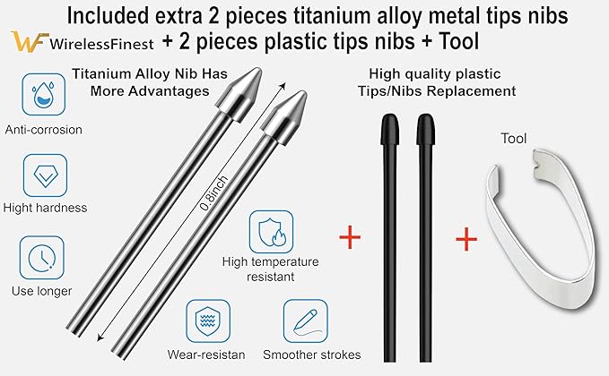 EMR Stylus With Eraser Pencil For Remarkable 2 Pen Wacom One Drawing Tablets Onynx Boox Scribe Supernote EMR Devices + Extra Titanium Alloy Metal Tips Nib + Palm Rejection & Tilt Support+4096 Pressure