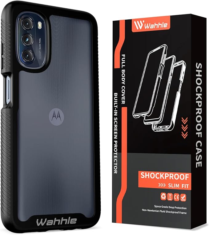 wahhle Compatible with Moto G 5G 2022 Case, Built in Screen Protector Full Body Shockproof Slim Fit Bumper Protective Phone Cover for G 5G 2022-Black/Clear