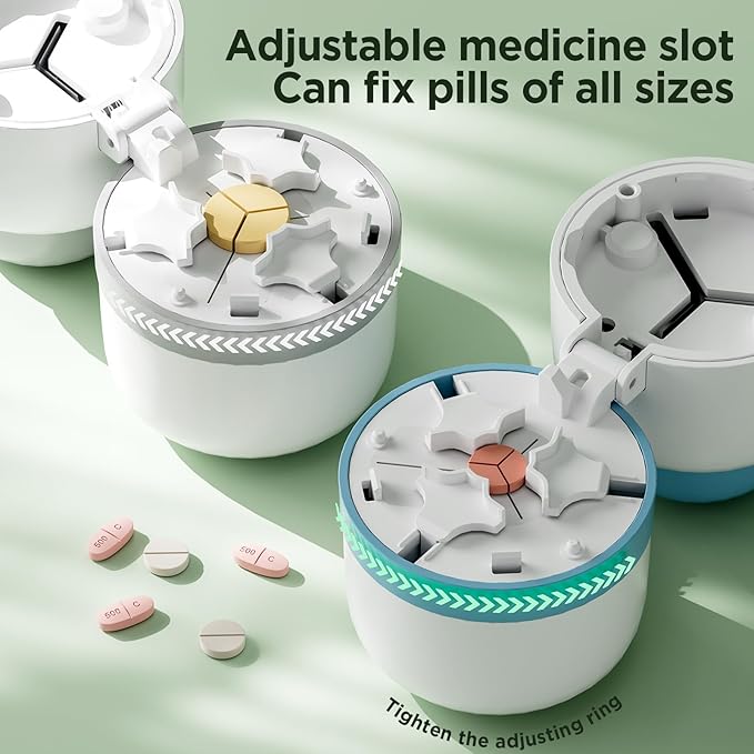 Pill Cutter - Pill Splitter for Small Pills with Stainless Steel Blade in one Third/Fourth, Suitable for Cuting Vitamins, Tablets (1-3 Blue New)