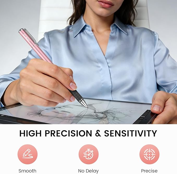 MEKO 6 Pcs Stylus Pen for Touchscreen, 2-in-1 High Sensitivity & Precision for Switch, iPad/iPhone/Samsung/Android Phones & Tablets, Skylight & More, All Touch Screen Devices (Rose Gold)