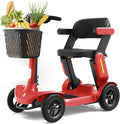 Glashow S3 Foldable Mobility Scooter for Seniors and Adults – 4-Wheel Lightweight Electric Scooter, 25-Mile Range, 6 mph Max Speed, 265 lb Capacity, PAI Safety System for Outdoor Travel- Red