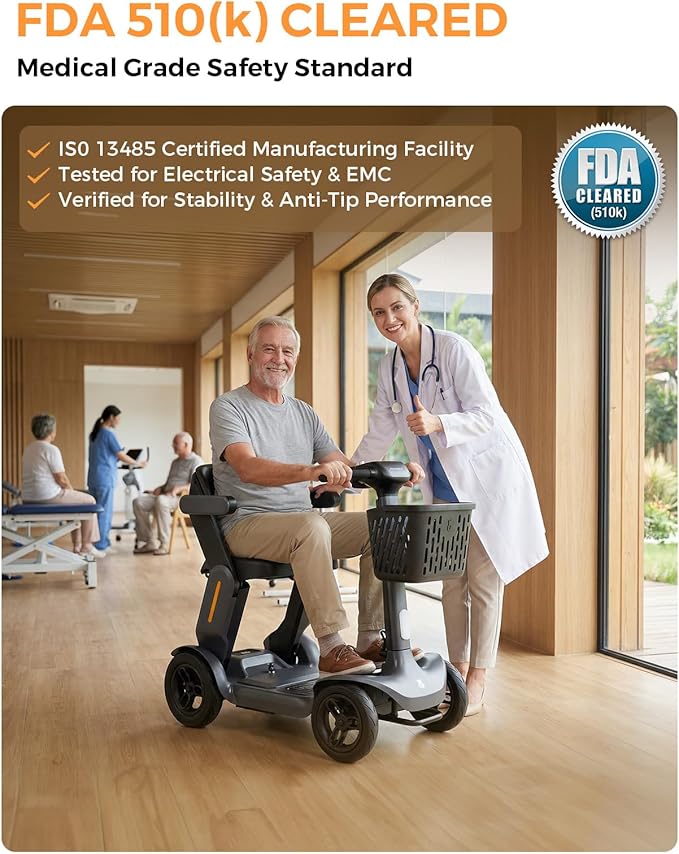 Paiseec S3 Mobility Scooter, Folding Mobility Scooters for Seniors, All Terrain Mobility Scooter, Electric Mobility Scooters for Adults, Folding Mobile Scooter, Auto Speed Control (Gray, S3-40 Miles)