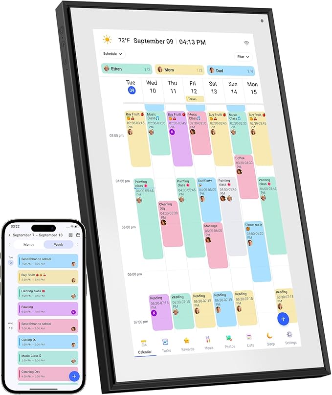 Canupdog 15.6 Inch Digital Calendar Wall Planner 2026-2027 – HD Touchscreen Smart Photo Display for Family Schedules, 32GB Electronic Calendar Chore Chart + To-do List, Gifts for Women Mom