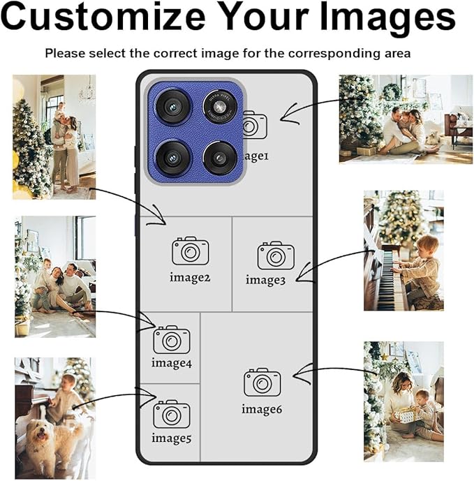 Design Your Own Case for Motorola Moto G Stylus 5G 2025, Custom Personalized Photo Collage Text Cover, Customized Picture Shockproof Protective Soft Slim Silicone Case, Gift for Birthday, Black