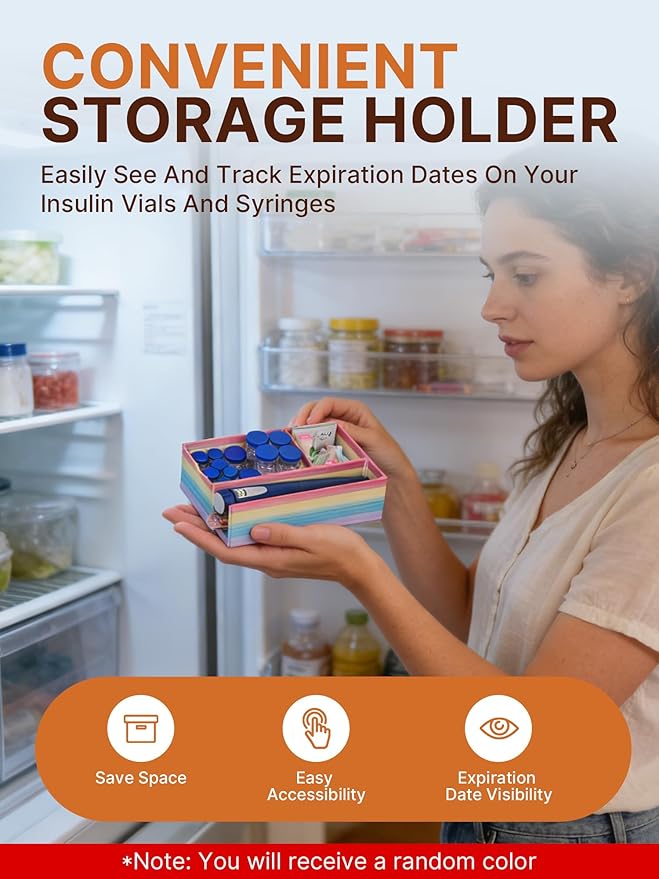 Insulin & Peptide Storage Case, Heavy Duty Peptide Case Suitable for Fridge and Freezer, Vial Holder for Peptides & Diabetic Supplies(Random Color)