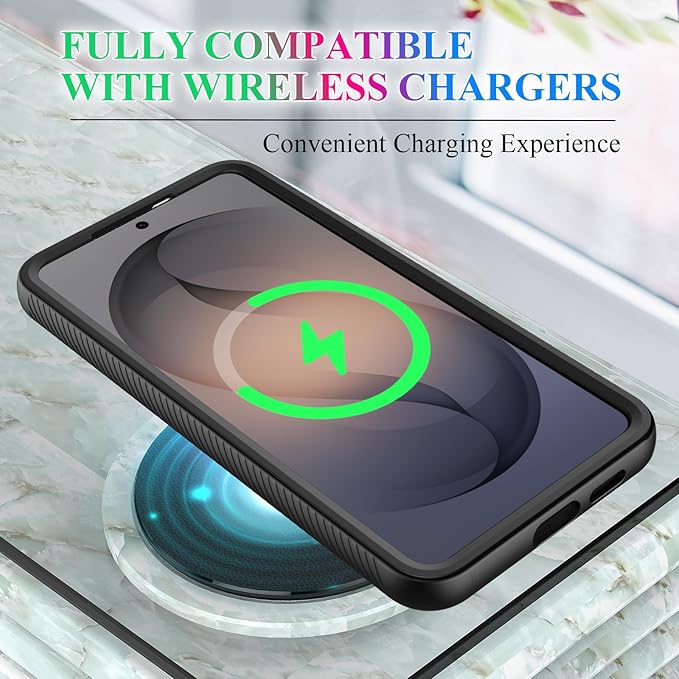 wahhle Compatible with Samsung Galaxy S26+ Plus Case, Magnetic Wireless Charging Built in Screen Protector Full Body Shockproof Slim Fit Bumper Protective Phone Cover - Black/Clear