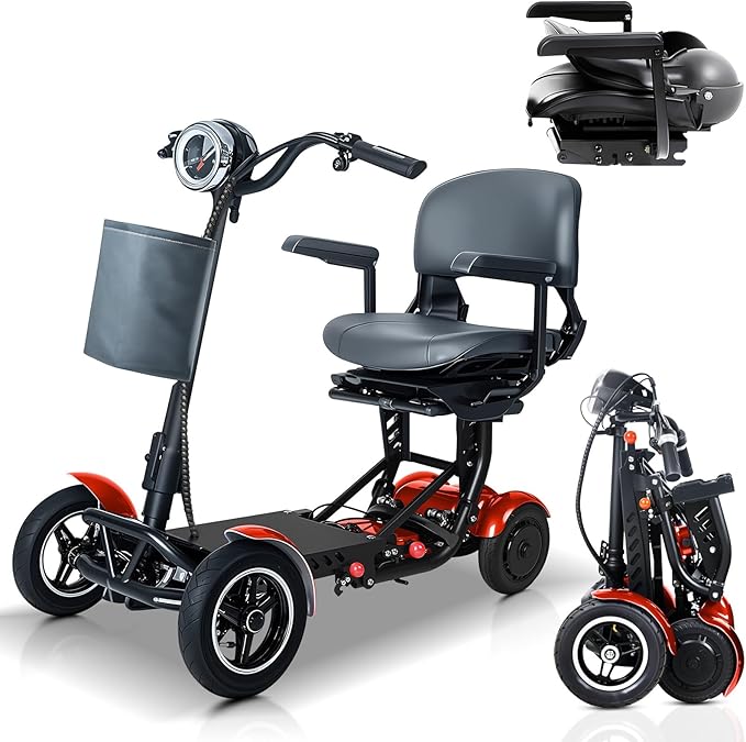 Mobility Scooters for Seniors & Adults– 4 Wheel Foldable Portable Electric Scooter, 500W Dual Motor, 30-Mile Range, 11 MPH, All-Terrain Lightweight Folding Mobility Scooter Lightweight for Adults