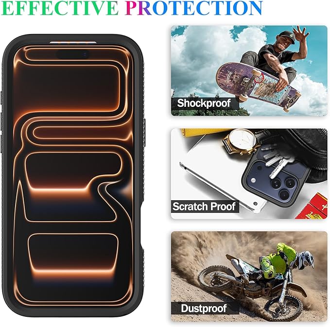 wahhle Compatible with iPhone 17 Pro Max Case, Magnetic Built in Screen Protector Full Body Shockproof Slim Fit Bumper Protective Phone Cover Men Women 6.9"-Black/Clear