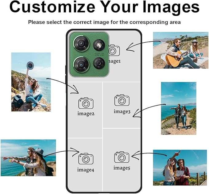 Customized Photo Case for Motorola Moto G 5G 2026 6.7 inch, Personalized Collage Design Phone Cover, Custom Picture Black Silicone Soft Slim Rubber Case, Gift for Couple Lover Bestie
