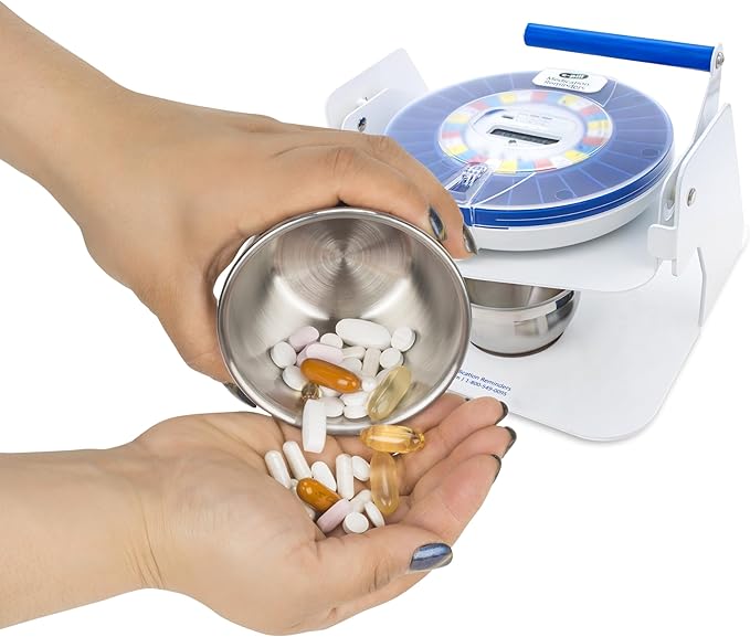 e-Pill MedTime Station Pro Automatic Pill Dispenser Locked Clear Lid Blue Tray for Seniors