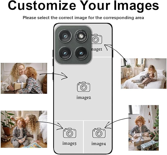 Custom Photo Case for Motorola Moto Edge 2025, Create Your Own Picture Collage Phone Case, Soft Drop Protection, Personalized Anti-Scratch TPU Soft Cover, Gifts for Family Friends, Black