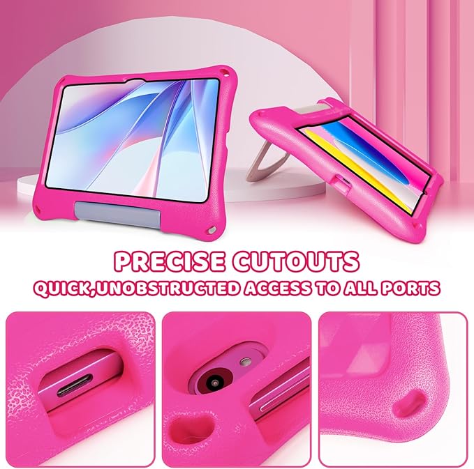 Case for Onn 10.1 Inch Tablet (2024 Model) Gen 4 - Shockproof Lightweight Protective EVA Kids Kickstand Cover Case + 1 Stylus (Pink)