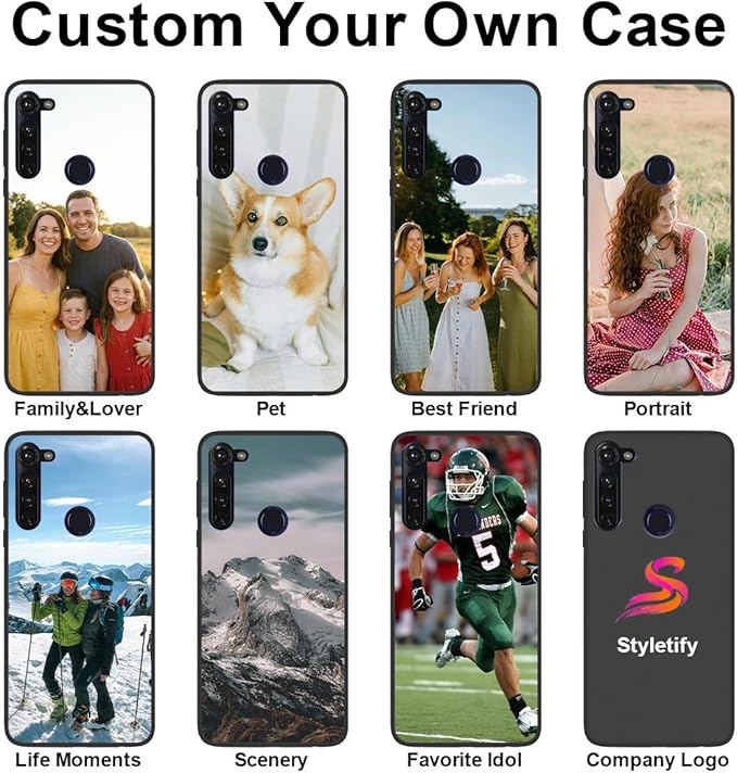 Custom Phone Case for Motorola Moto G Stylus 2020, Design Your Personalized Photo Logo Name Phone Cover, Slim Soft TPU Lightweight Silicone Black Case, Customized Gift for Birthday Christmas