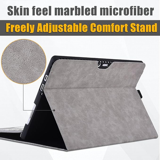 Case for Surface Pro 7 Plus/Pro 7 / Pro 6 / Pro 5 / Pro 4 with Stylus Holder, Multiple Angle Polyester Slim Lightweight Cover, Compatible with Type Cover Keyboard