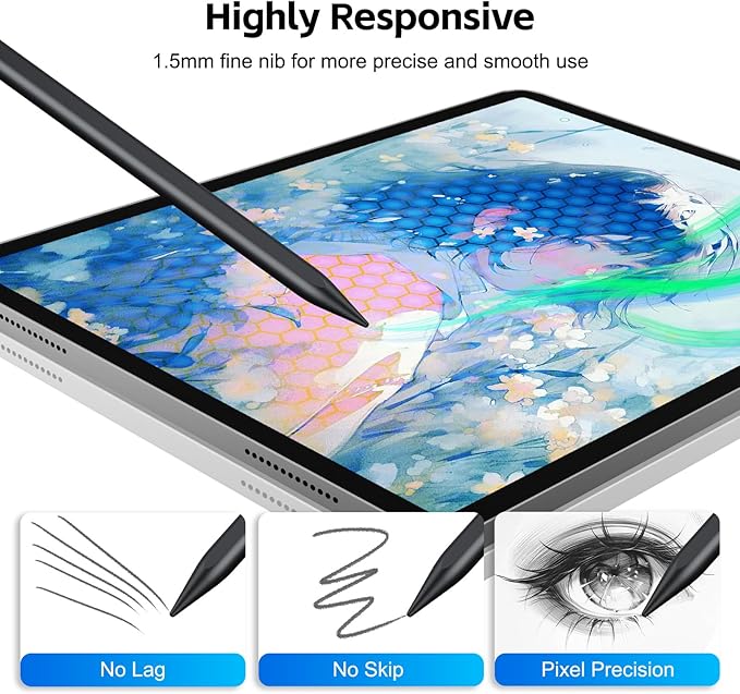 Stylus Pen for iPad 2026-2018 with 13mins Fast Charge,Tilt Sensitivity Palm Rejection Pencil for 11th (A16)/10/9/8/7/6 Gen, iPad Pro 11"/12.9"/M4/M5, iPad Air 3/4/5/M2/M3/M4, Mini 7/6/5
